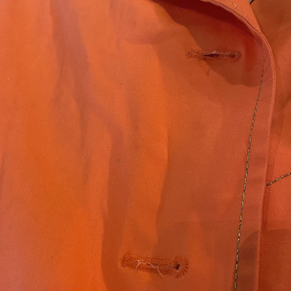 Vintage Orange Trench Coat Sherry Cassin Belted Utility Jacket Womens Size L - Picture 14 of 15